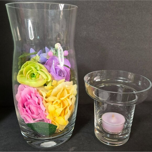 Partylite Naturally Modern Glass Hurricane Vase Votive Candle Holder 8.25" w Box - Picture 3 of 7